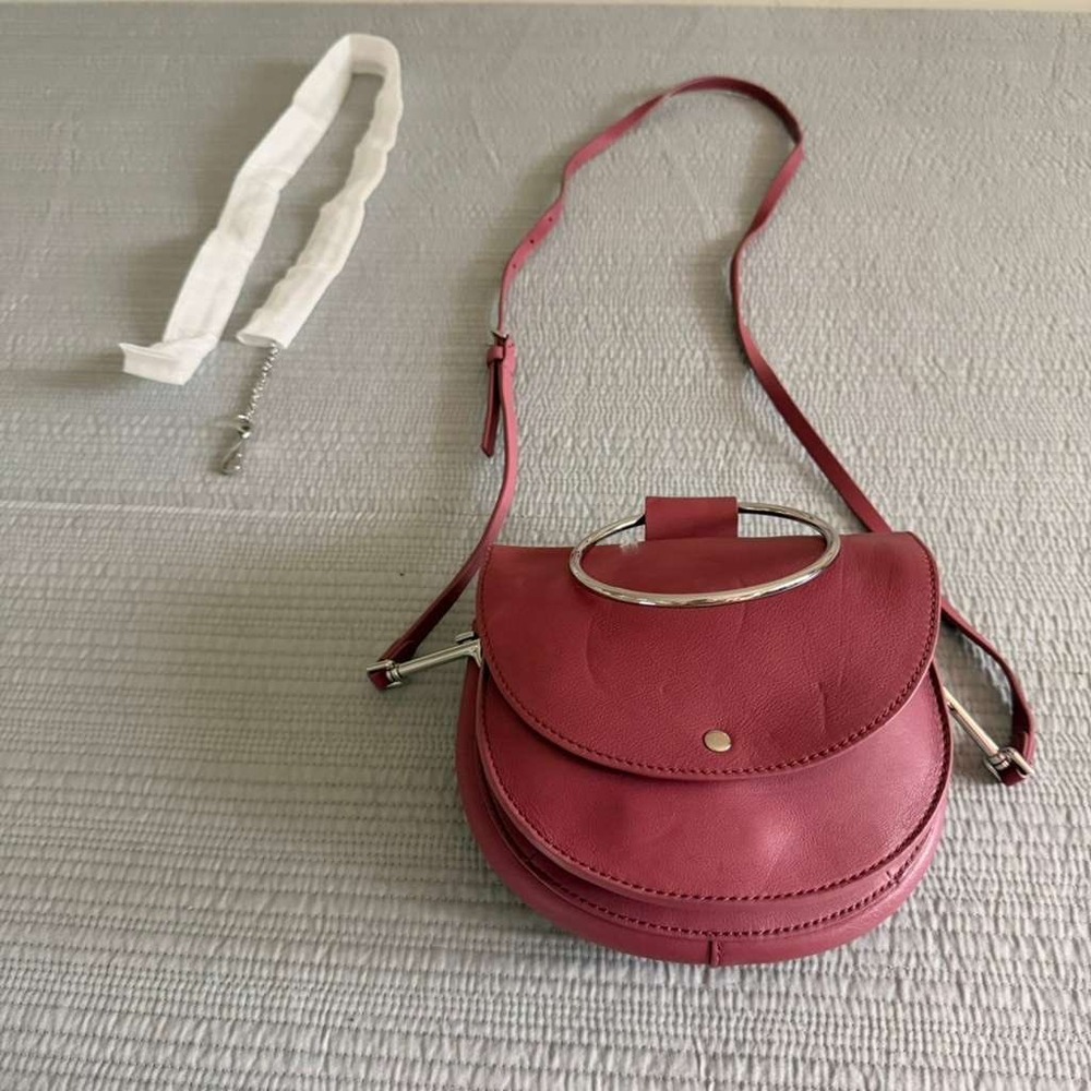 NWT Theory Women's Whitney 2.0 Bag Dusty Rose Leather Ring Handle Crossbody - Picture 1 of 6